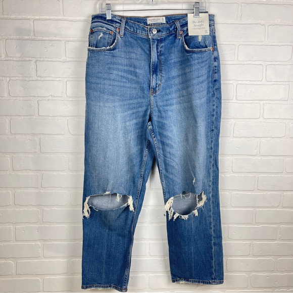 Abercrombie & Fitch Denim - Abercrombie & Fitch The Ankle Straight Curve Love Ultra High Rise Jeans Blue 32